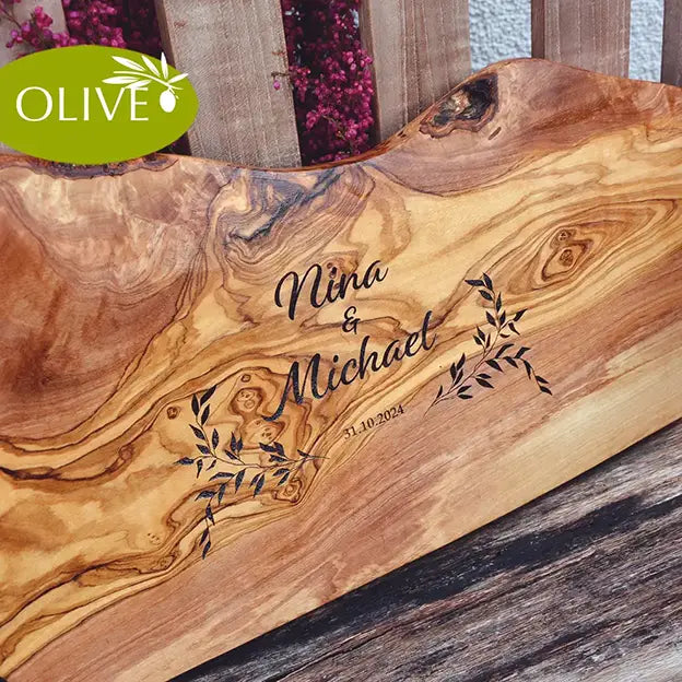 REIGEN - Personalisiertes Olivenholzbrett mit Gravur - Jeske Design