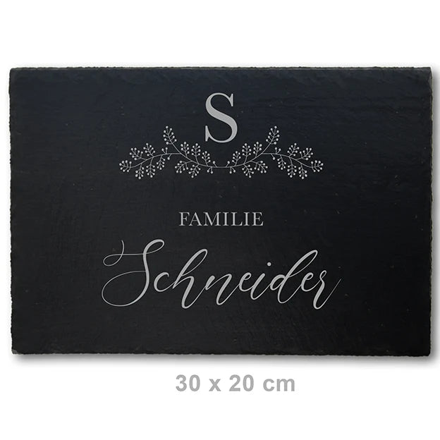Türschild aus Schiefer - Gravur Motiv MONOGRAM - Jeske Design