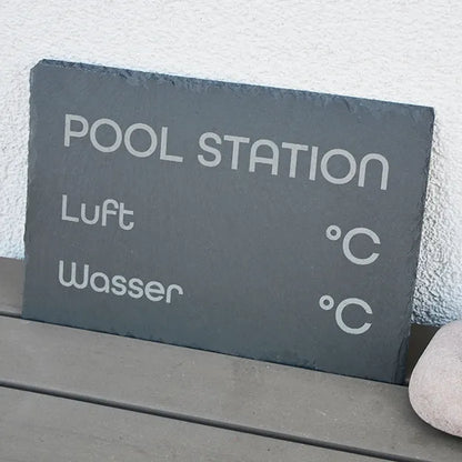 POOL STATION - personalisiertes Schieferschild für den eigenen Spa-Bereich - Jeske Design
