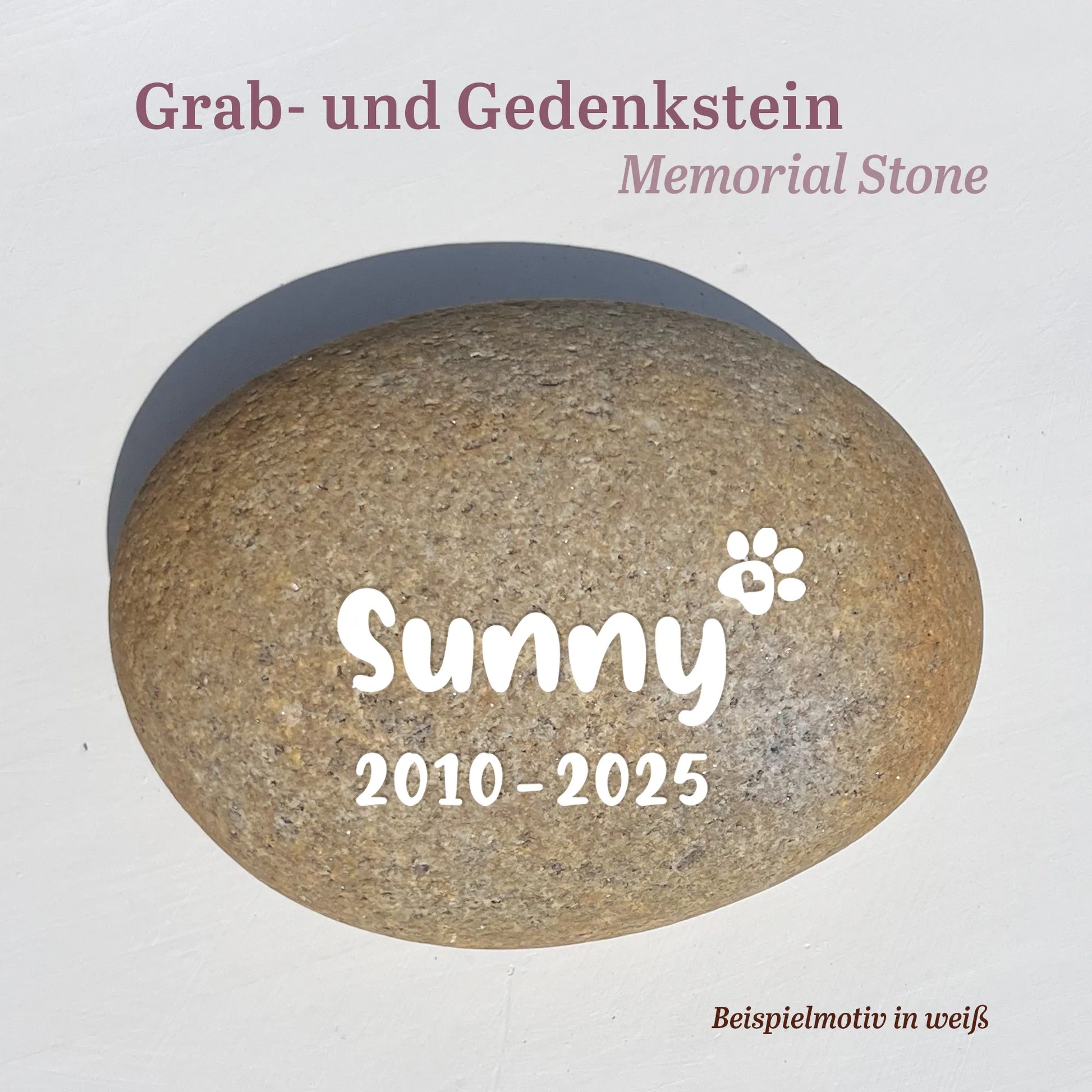 Tiergrabstein für Hund & Katze aus Naturstein - Stein Nr A-5 mit eingeweißter Gravur - Jeske Design