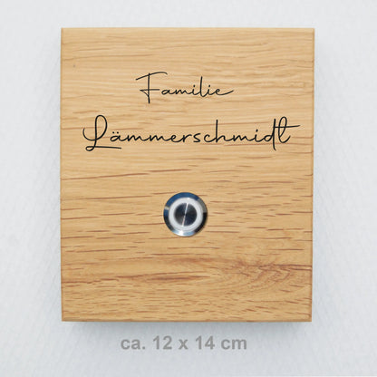 Holz Klingelschild aus EICHE - Motiv LÄMMERSCHMIDT - Jeske Design