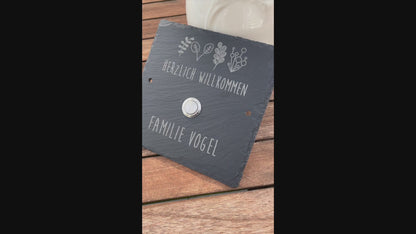 Slate doorbell plate - HARMS motif