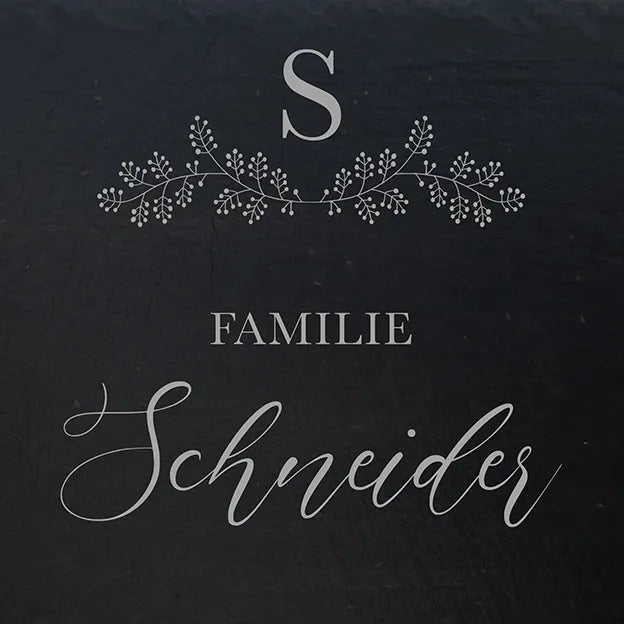 Türschild aus Schiefer - Gravur Motiv MONOGRAM - Jeske Design