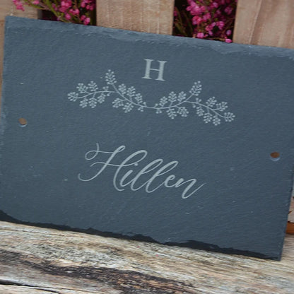 Türschild aus Schiefer - Gravur Motiv MONOGRAM - Jeske Design