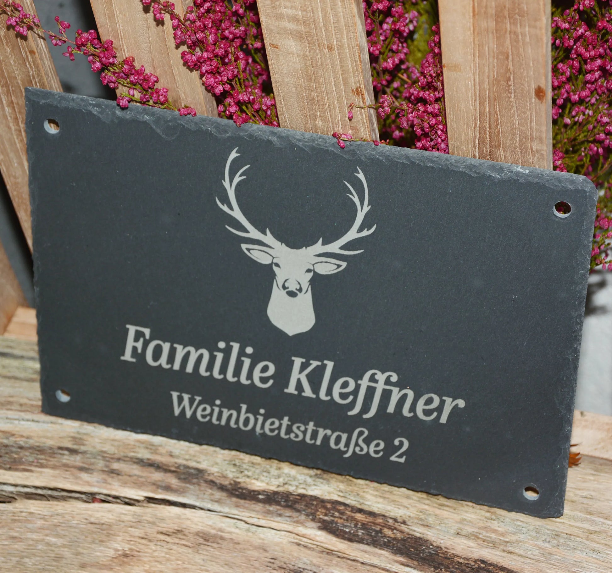 Türschild aus Schiefer - Motiv HIRSCH - Jeske Design